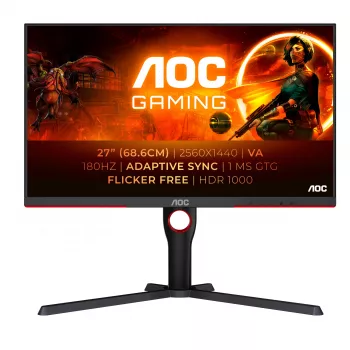 Monitor komputerowy AOC G3 Q27G3XMN/BK 68.6 cm (27 cali) 2560 x 1440 pikseli 2K Ultra HD LED Czarny, Czerwony