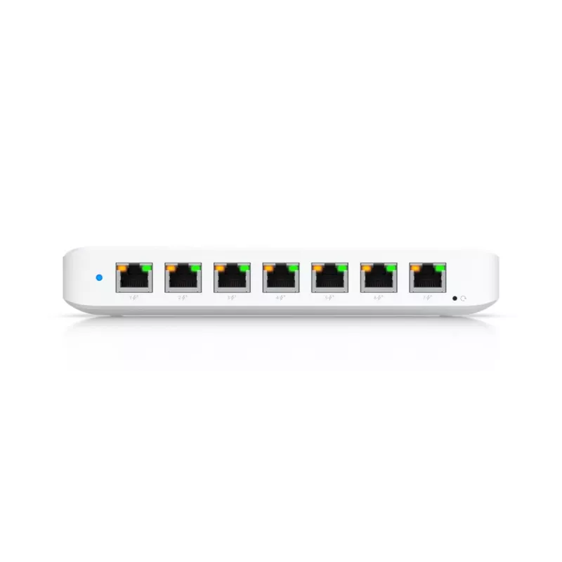 Zarządzalny przełącznik UBIQUITI USW-Ultra L2, 8x porty Gigabit PoE, 7 PoE, budżet 42 W, DC/PoE, przełączanie 16 Gbit/s