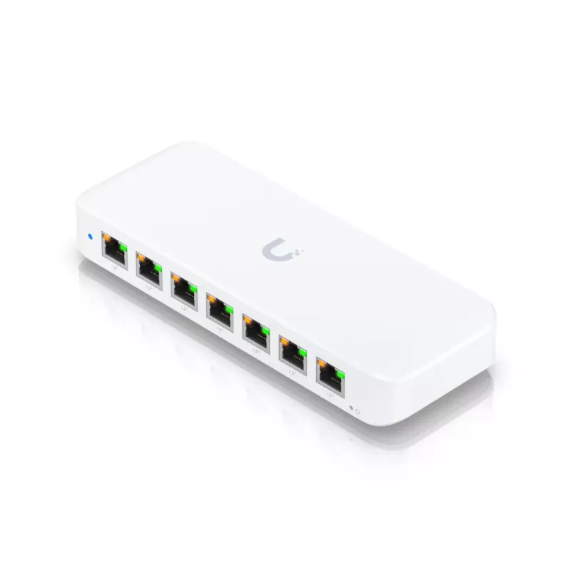 Zarządzalny przełącznik UBIQUITI USW-Ultra L2, 8x porty Gigabit PoE, 7 PoE, budżet 42 W, DC/PoE, przełączanie 16 Gbit/s