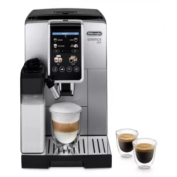 Ekspres kolbowy DeLonghi Dinamica Plus ECAM380.85.SB — zbiornik na wodę 1,8 l, pojemnik na ziarna 300 g, 15 bar