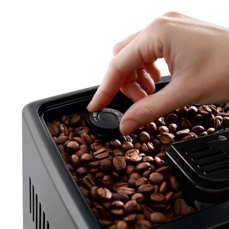 Ekspres kolbowy DeLonghi Dinamica Plus ECAM380.85.SB — zbiornik na wodę 1,8 l, pojemnik na ziarna 300 g, 15 bar