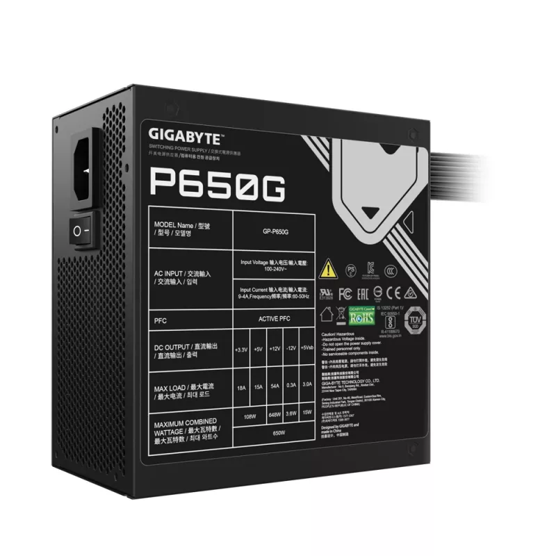 GIGABYTE GP-P650G zasilacz 650 W 20+4-pinowe ATX ATX czarny