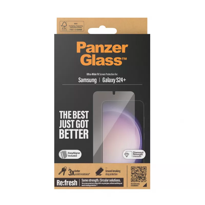 PanzerGlass ® Ekran Ochronny Samsung Galaxy S24+ | Ultra-Wide Fit z EasyAligner