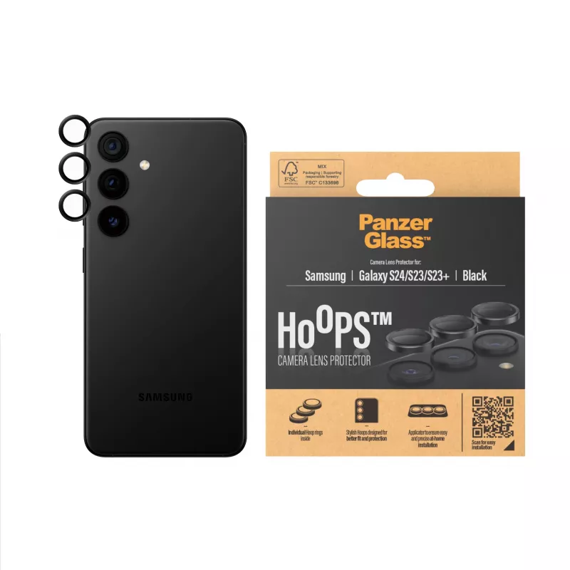 PanzerGlass ® Hoops® Osłona obiektywu aparatu Czarna Samsung Galaxy S24 | S23 | S23+
