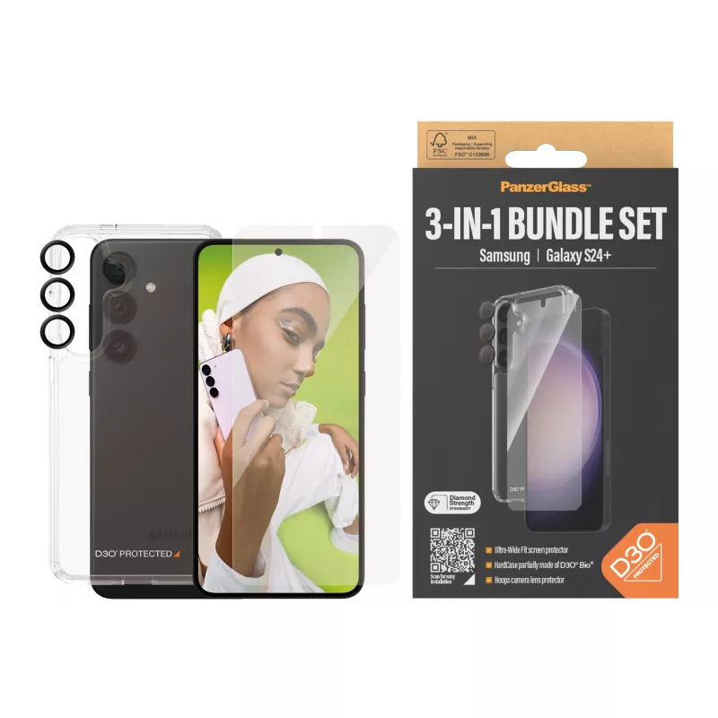 PanzerGlass ® 3-w-1 Zestaw Ochronny Samsung Galaxy S24+ | Ultra-Wide Fit z EasyAligner