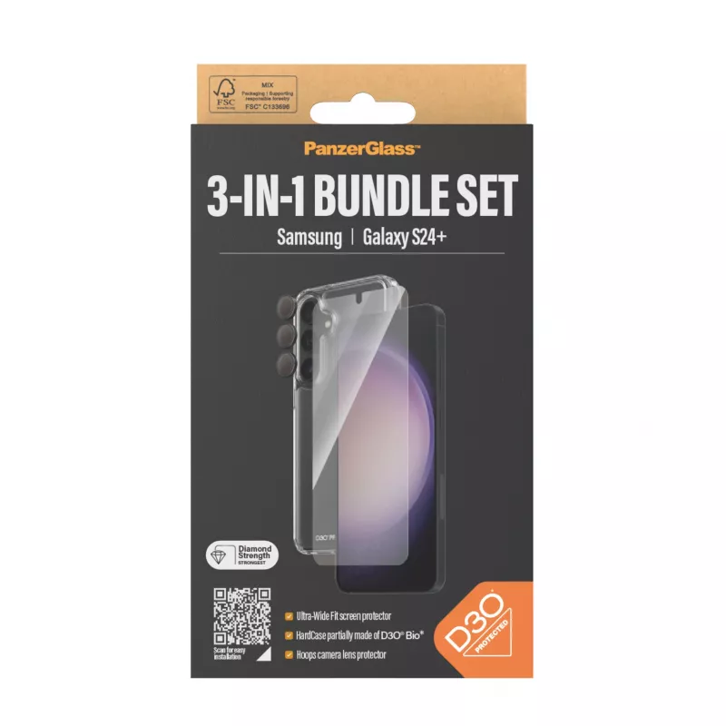 PanzerGlass ® 3-w-1 Zestaw Ochronny Samsung Galaxy S24+ | Ultra-Wide Fit z EasyAligner
