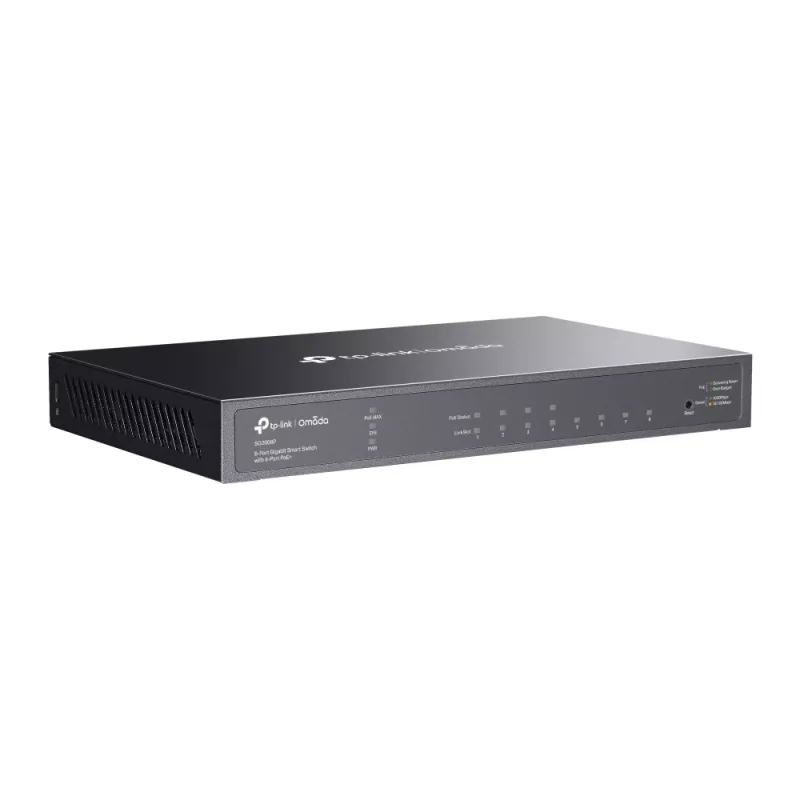 TP-Link Omada 8-portowy gigabitowy przełącznik Smart Switch z 4 portami PoE+, zarządzalny, L2/L2+, Gigabit Ethernet (10/100/1000), Power over Ethernet (PoE), montaż w szafie rack