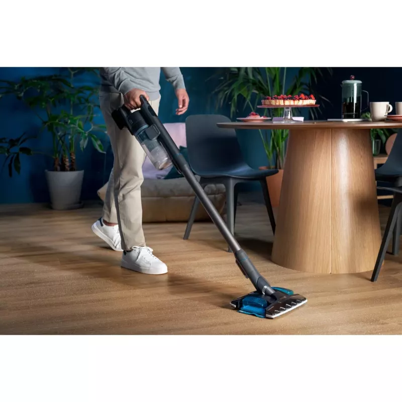 Odkurzacz pionowy bezprzewodowy Philips 8000 series XC8057/01, na sucho i mokro, cyklonowy, bezworkowy, 0,6 l, Aqua Blue/Black