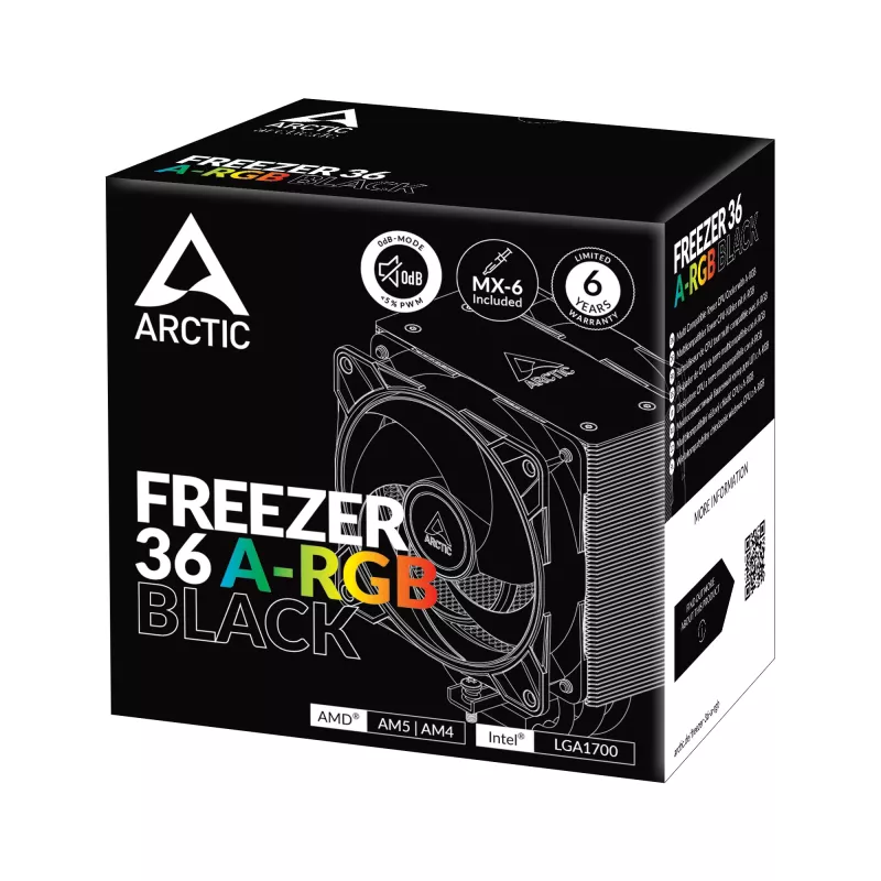ARCTIC Freezer 36 A-RGB (Czarny) Wielokompatybilny wieżowy cooler CPU z A-RGB