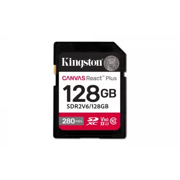 Kingston Technology 128GB Canvas React Plus SDXC UHS-II 280R/100W U3 V60 do Full HD/4K