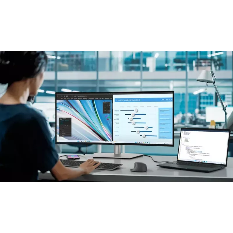 Monitor komputerowy DELL UltraSharp U3425WE 86,7 cm (34,1 cala) 3440 x 1440 pikseli Wide Quad HD LCD Czarny, Srebrny