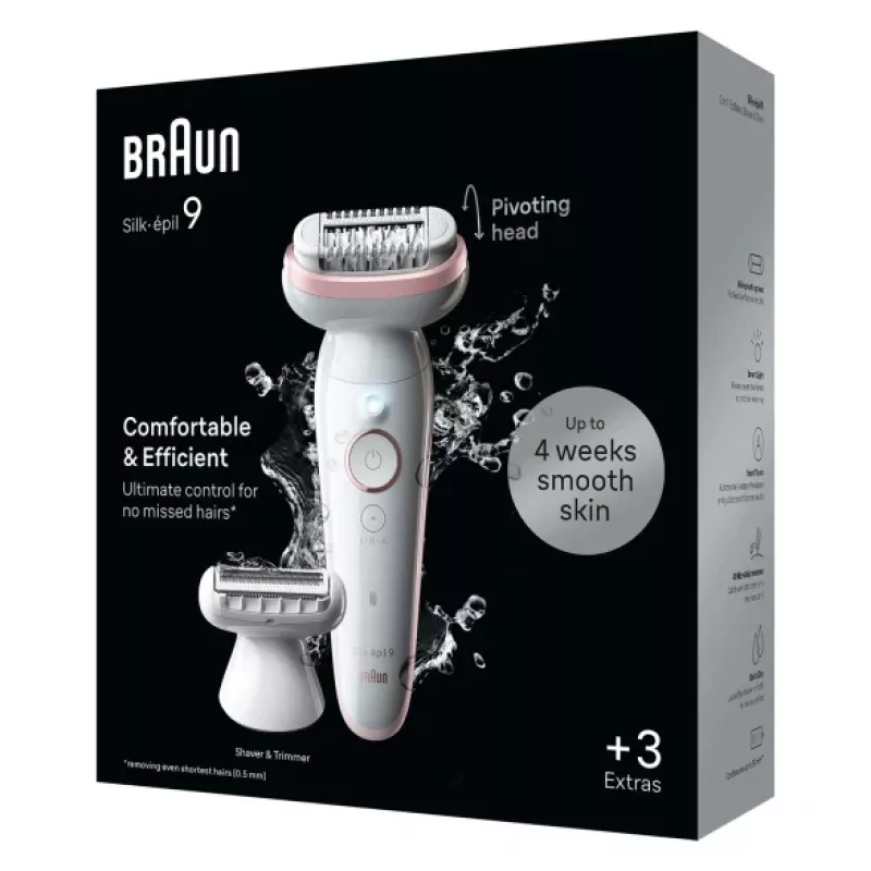 Braun Silk-epil 9 9-030 depilator, 40 pęset, biały