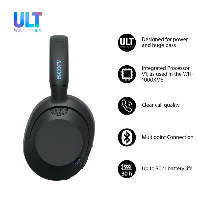Słuchawki Sony ULT WEAR monauralne USB/Bluetooth 5.2, ANC, 30–50 h baterii, 3,5 mm, ładowanie USB‑C, 255 g