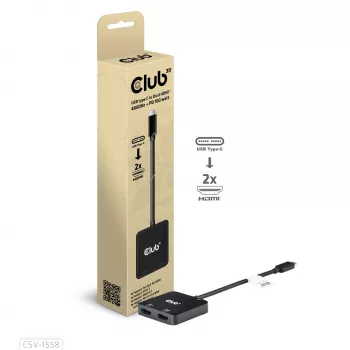 CLUB3D USB-C® Hub na dwa HDMI™ 4K60Hz M/F+PD3.0 100 W