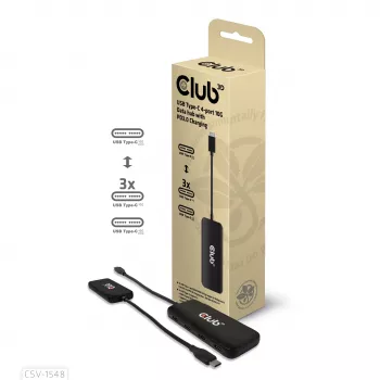 CLUB3D USB Type-C 4-portowy Hub danych 10G z ładowaniem PD3.0