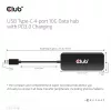 CLUB3D USB Type-C 4-portowy Hub danych 10G z ładowaniem PD3.0