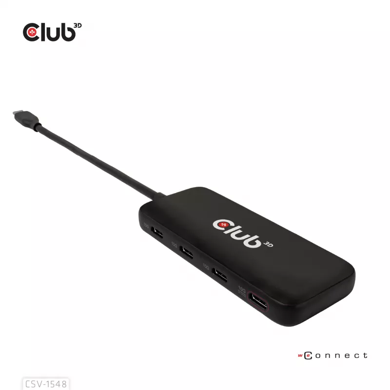 CLUB3D USB Type-C 4-portowy Hub danych 10G z ładowaniem PD3.0