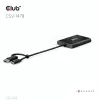 Splitter wideo Club 3D CSV-1478 USB Type-C (z adapterem USB-A) na dwa DisplayPort 4K60Hz, czarny
