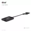 Splitter wideo Club 3D CSV-1478 USB Type-C (z adapterem USB-A) na dwa DisplayPort 4K60Hz, czarny
