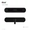 Splitter wideo Club 3D CSV-1478 USB Type-C (z adapterem USB-A) na dwa DisplayPort 4K60Hz, czarny