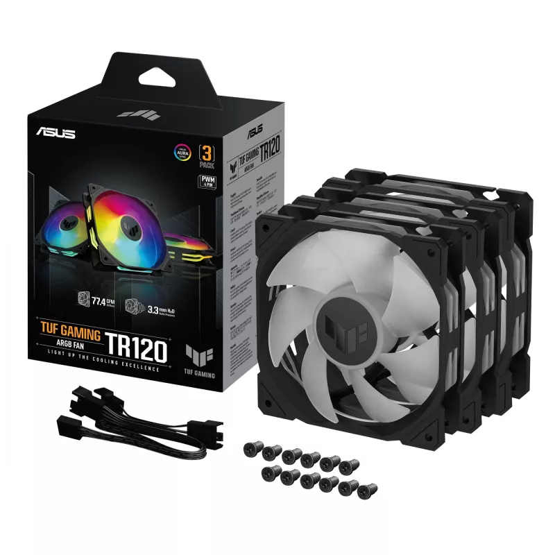 ASUS TUF GAMING TR120 ARGB 3IN1 Czarny Obudowa komputera Chłodzenie powietrzne 12 cm