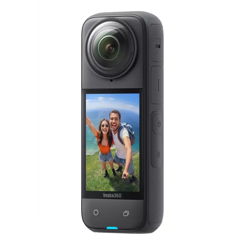 Kamera sportowa Insta360 X4 — 72 MP, 8K (7680×3840) CMOS, matryca 1/2 cala, wbudowany wyświetlacz, Wi‑Fi, 120 kl./s, MicroSD, 602 g, czarny