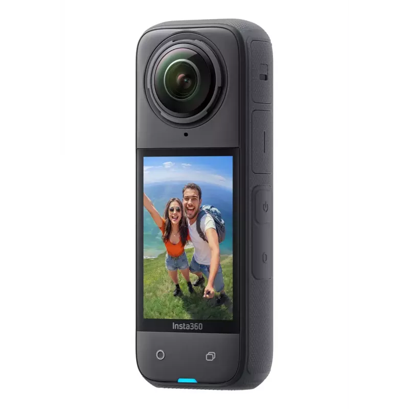 Kamera sportowa Insta360 X4 — 72 MP, 8K (7680×3840) CMOS, matryca 1/2 cala, wbudowany wyświetlacz, Wi‑Fi, 120 kl./s, MicroSD, 602 g, czarny