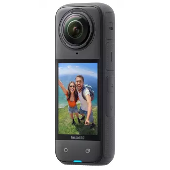Kamera sportowa Insta360 X4 — 72 MP, 8K (7680×3840) CMOS, matryca 1/2 cala, wbudowany wyświetlacz, Wi‑Fi, 120 kl./s, MicroSD, 602 g, czarny