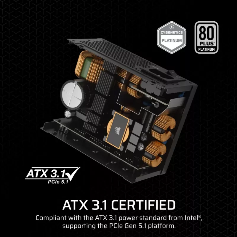 Zasilacz CORSAIR CP-9020257-EU — 1000 W, 24-pin ATX, 80 PLUS Gold, wentylator 140 mm, czarny