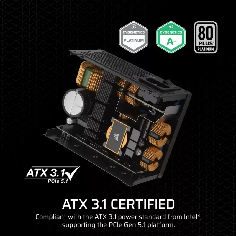 Zasilacz CORSAIR CP-9020256-EU, 850 W, 24-pin ATX, 80 PLUS Gold, wentylator 140 mm, czarny