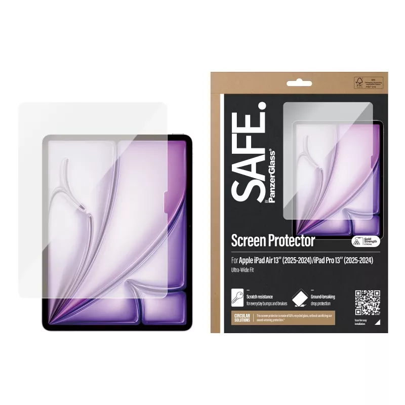 PanzerGlass SAFE. by ® Osłona ekranu iPad Air 13'' (2024-2026) |iPad Pro 13'' (2024-2025) | Ultra-Wide Fit