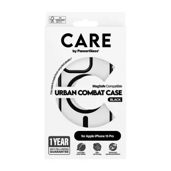 PanzerGlass CARE™ by ® Urban Combat Case Przezroczysty z czarnym MagSafe iPhone 15 Pro