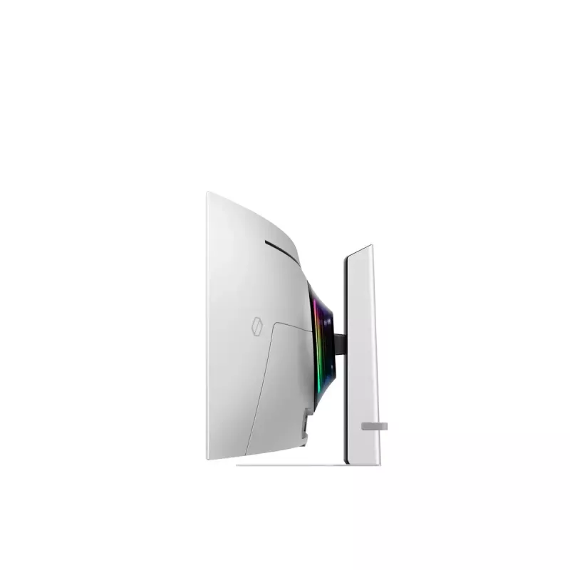 49-calowy zakrzywiony monitor OLED Samsung S49DG934SU — 5120×1440 Dual QHD, 32:9, 0,03 ms, koncentrator USB, VESA, regulacja wysokości, srebrny