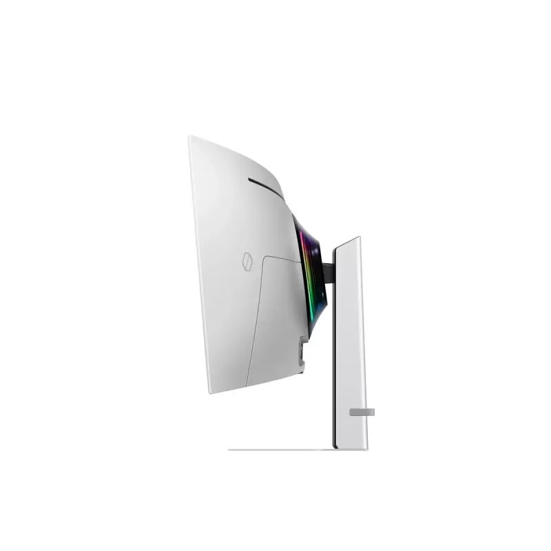 49-calowy zakrzywiony monitor OLED Samsung S49DG934SU — 5120×1440 Dual QHD, 32:9, 0,03 ms, koncentrator USB, VESA, regulacja wysokości, srebrny