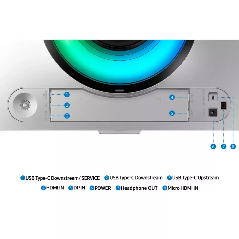 49-calowy zakrzywiony monitor OLED Samsung S49DG934SU — 5120×1440 Dual QHD, 32:9, 0,03 ms, koncentrator USB, VESA, regulacja wysokości, srebrny