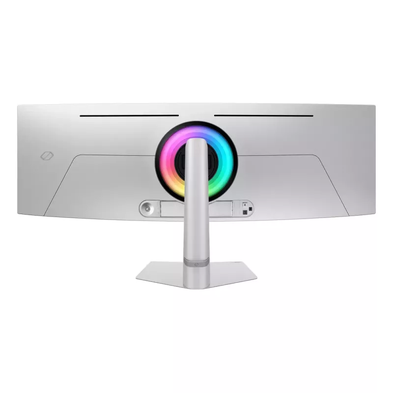 49-calowy zakrzywiony monitor OLED Samsung S49DG934SU — 5120×1440 Dual QHD, 32:9, 0,03 ms, koncentrator USB, VESA, regulacja wysokości, srebrny