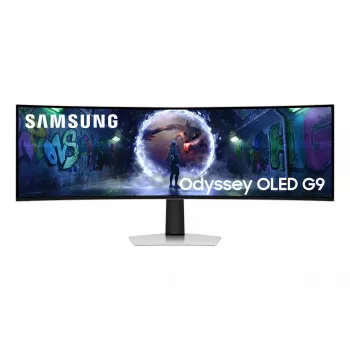 49-calowy zakrzywiony monitor OLED Samsung S49DG934SU — 5120×1440 Dual QHD, 32:9, 0,03 ms, koncentrator USB, VESA, regulacja wysokości, srebrny