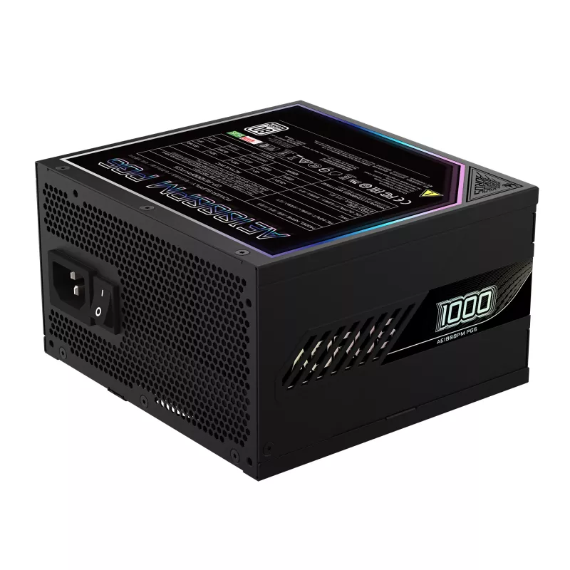 Zasilacz GIGABYTE AORUS ELITE P1000W ICE - PCIe 5.0, 80 PLUS Platinum, w pełni modułowa konstrukcja, wentylator 120 mm, zgodny z ATX 3.0, wtyczka EU