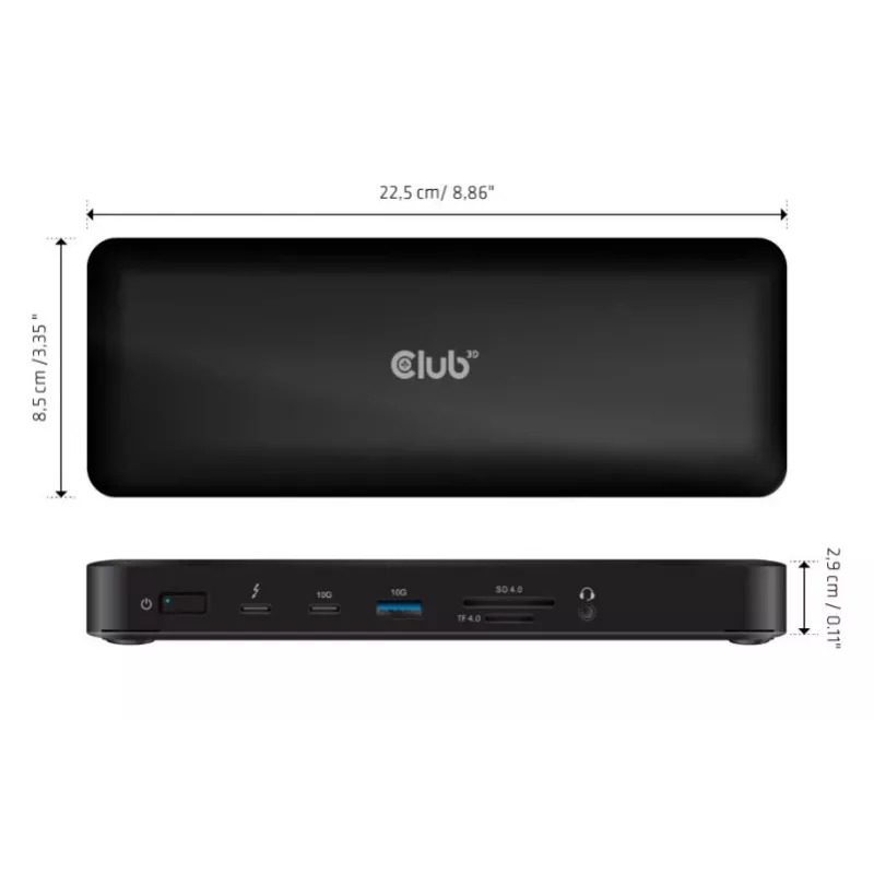 CLUB3D CSV-1583 dok/port replikator do laptopa Przewodowy Thunderbolt 4 Czarny