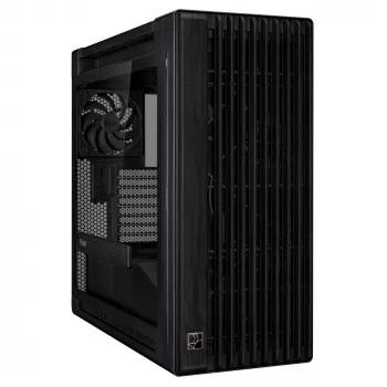 Obudowa PC ASUS ProArt PA602 Wood Edition Midi Tower Czarna — Drewno, obsługa ATX/EATX, Szkło hartowane, 4×3,5 cala / 8×2,5 cala, GPU do 450 mm