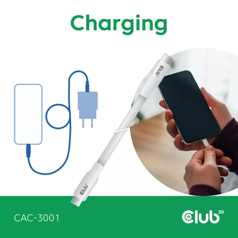 Kabel USB C CLUB3D CAC-3001 2m USB4 Gen 3x2 biały