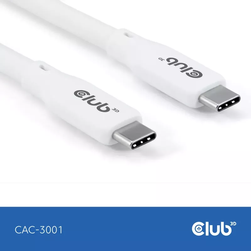 Kabel USB C CLUB3D CAC-3001 2m USB4 Gen 3x2 biały