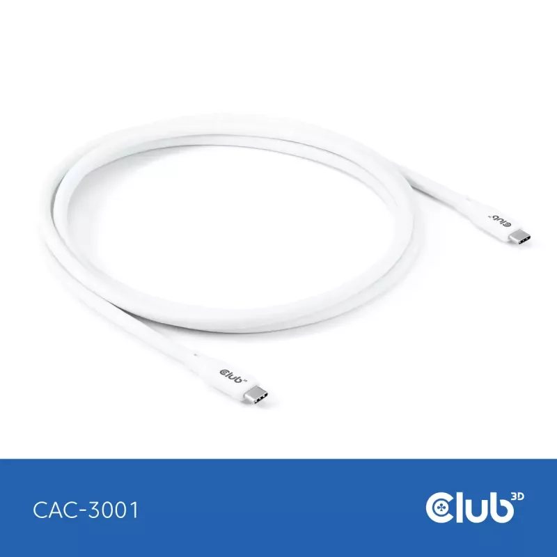 Kabel USB C CLUB3D CAC-3001 2m USB4 Gen 3x2 biały