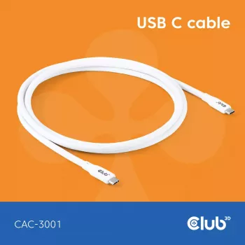 Kabel USB C CLUB3D CAC-3001 2m USB4 Gen 3x2 biały