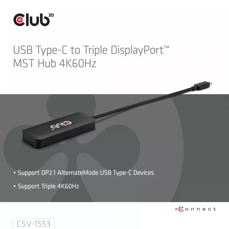 CLUB3D USB-C® do potrójnego DisplayPort™ 4K60Hz