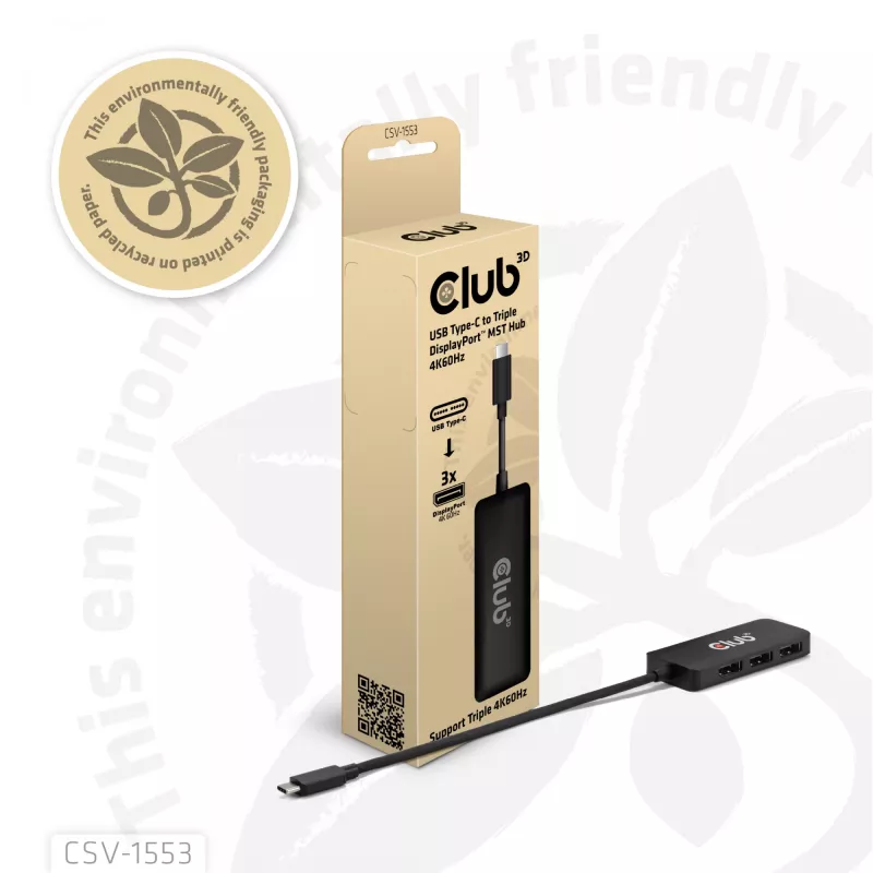 CLUB3D USB-C® do potrójnego DisplayPort™ 4K60Hz