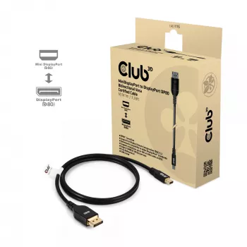 Kabel CLUB3D Mini DisplayPort™ do DisplayPort™ Dwukierunkowy VESA DP80 Certyfikowany M/M 1m/3.28ft