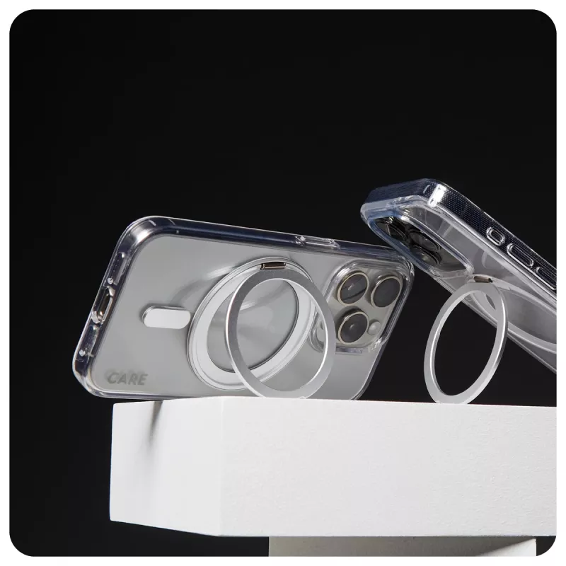 PanzerGlass CARE™ by ® Etui przezroczyste ze srebrną podstawką i MagSafe do iPhone 16 Pro Max