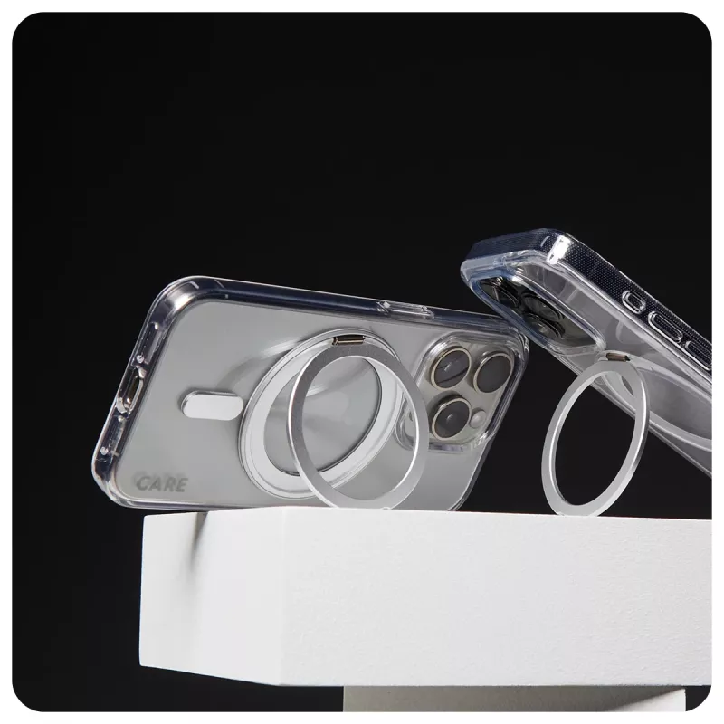 PanzerGlass CARE™ by ® Etui przezroczyste ze srebrną podstawką i MagSafe iPhone 16
