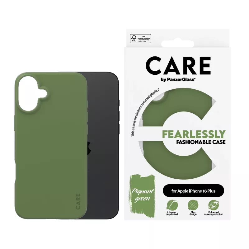 Cover PanzerGlass CARE by ® modne etui zielony iPhone 16 Plus